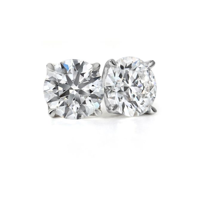 Clarity Diamond Signature Lab-Grown Round Diamond Stud Earrings in White Gold, 4.18 cttw