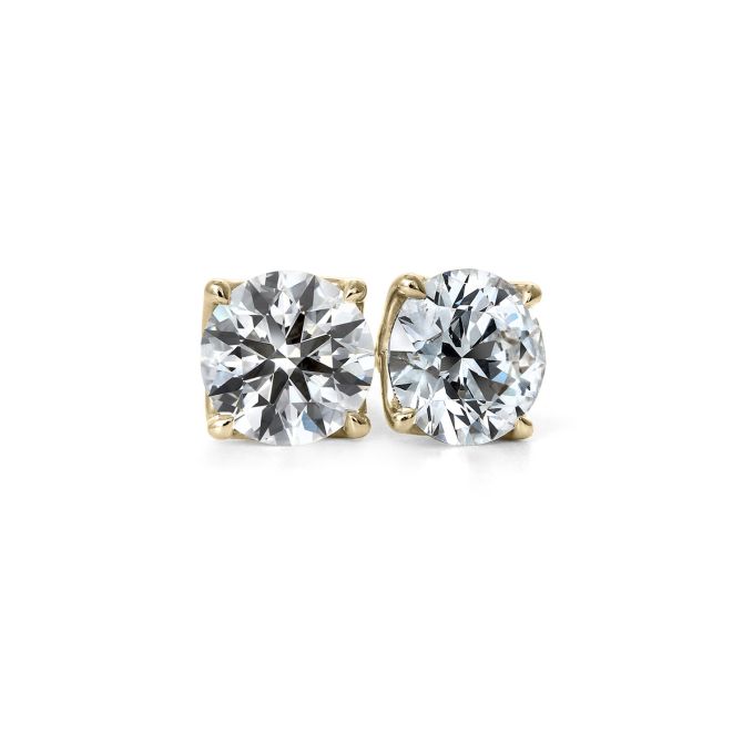 Clarity Diamond Signature Lab-Grown Round Diamond Stud Earrings in Yellow Gold, 2.14 cttw