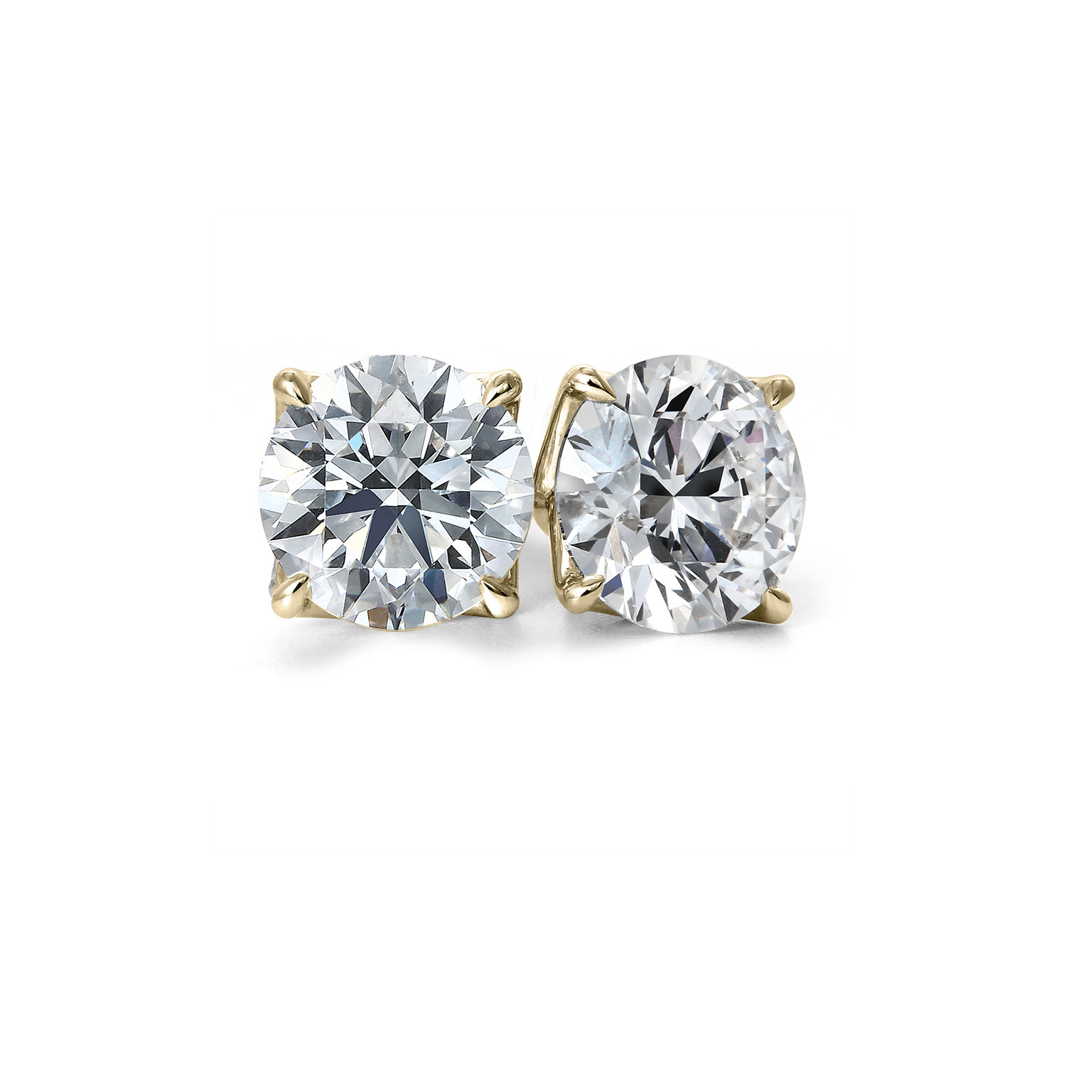 Clarity Diamond Signature Lab-Grown Round Diamond Stud Earrings in Yellow Gold, 3.16 cttw