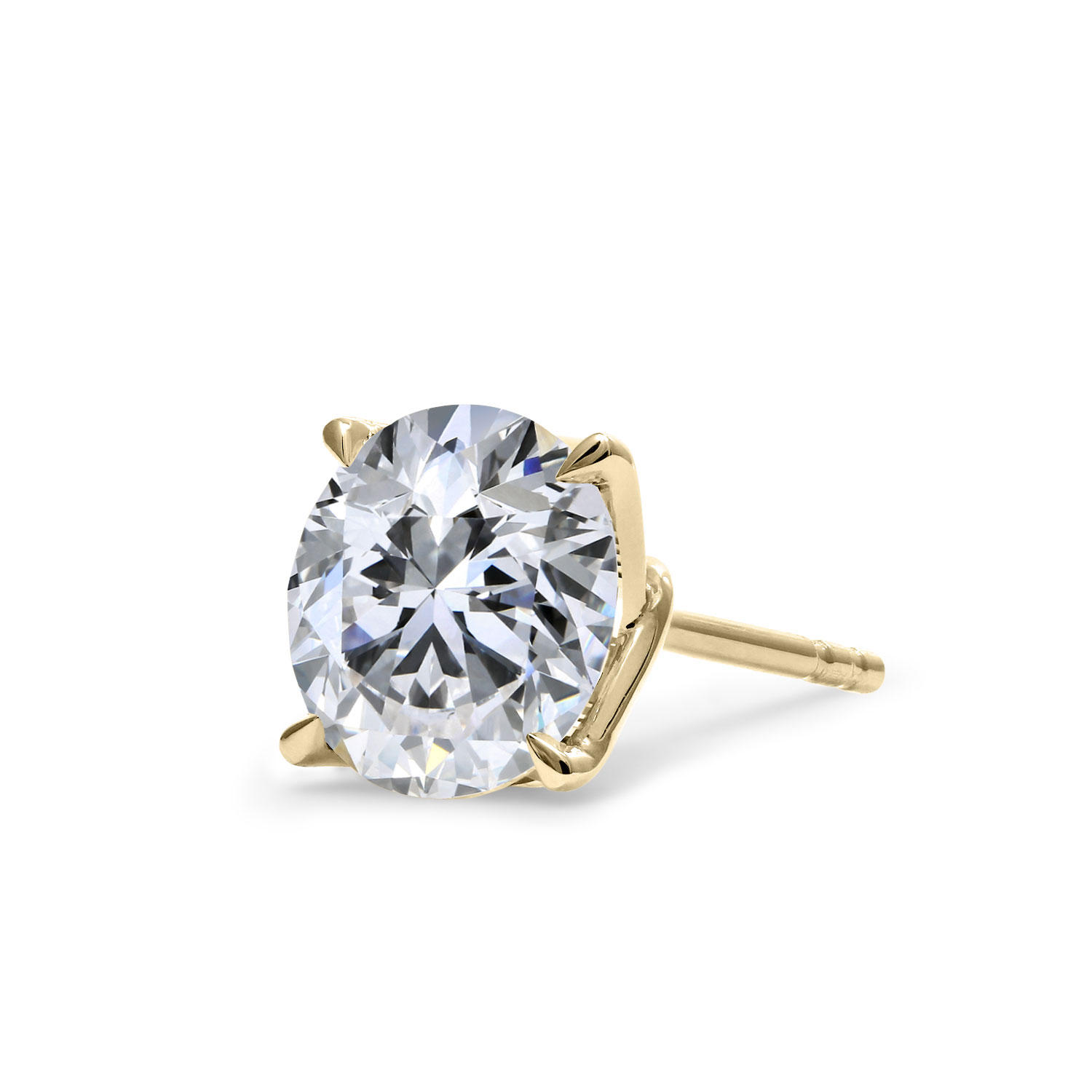 Clarity Diamond Signature Lab-Grown Round Diamond Stud Earrings in Yellow Gold, 3.16 cttw