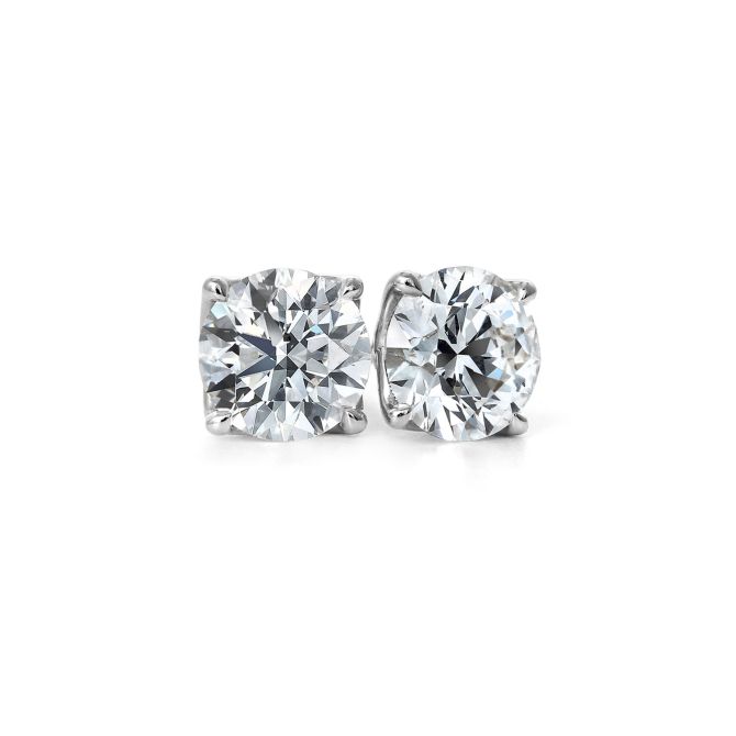 Clarity Diamond Signature Lab-Grown Round Diamond Stud Earrings in White Gold, 2.15 cttw