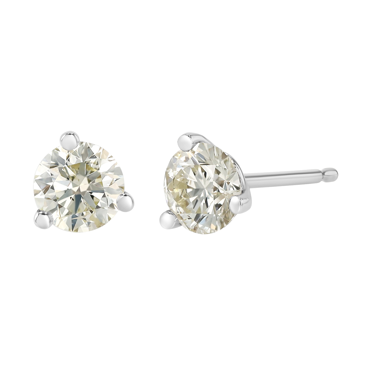 Round Diamond Stud Earrings in White Gold, OP/I1, 0.76 cttw