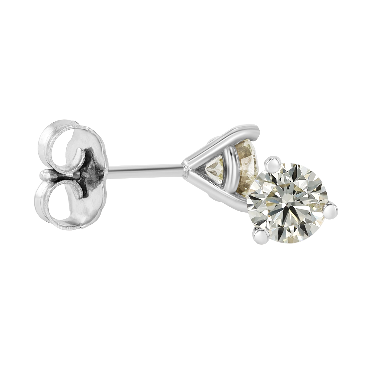 Round Diamond Stud Earrings in White Gold, OP/I1, 0.76 cttw