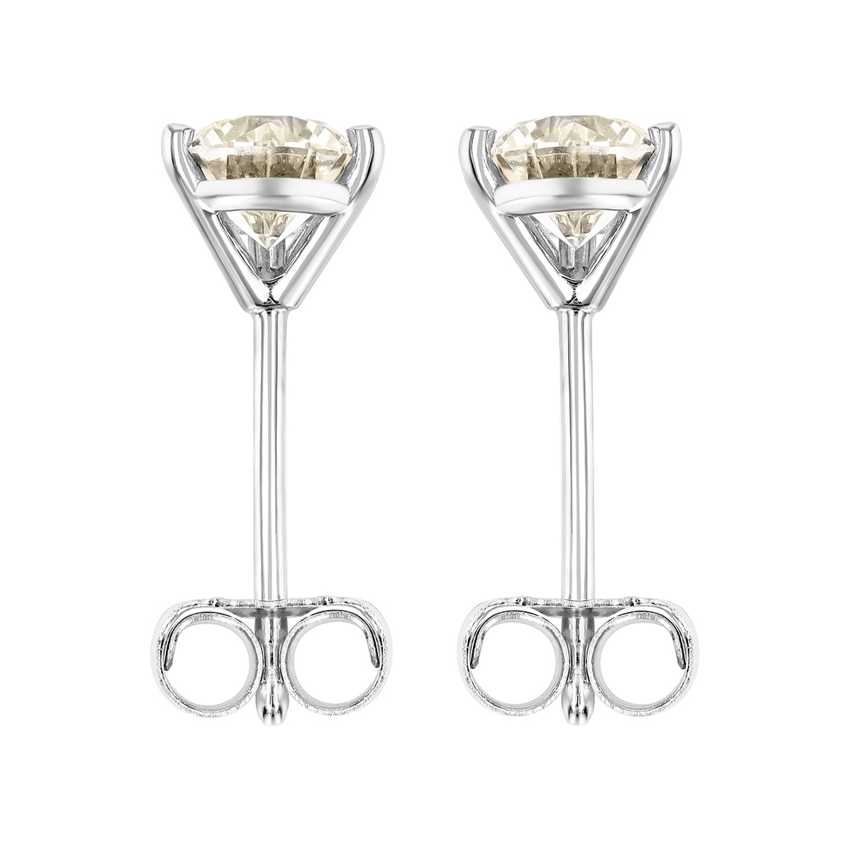 Round Diamond Stud Earrings in White Gold, OP/I1, 0.76 cttw