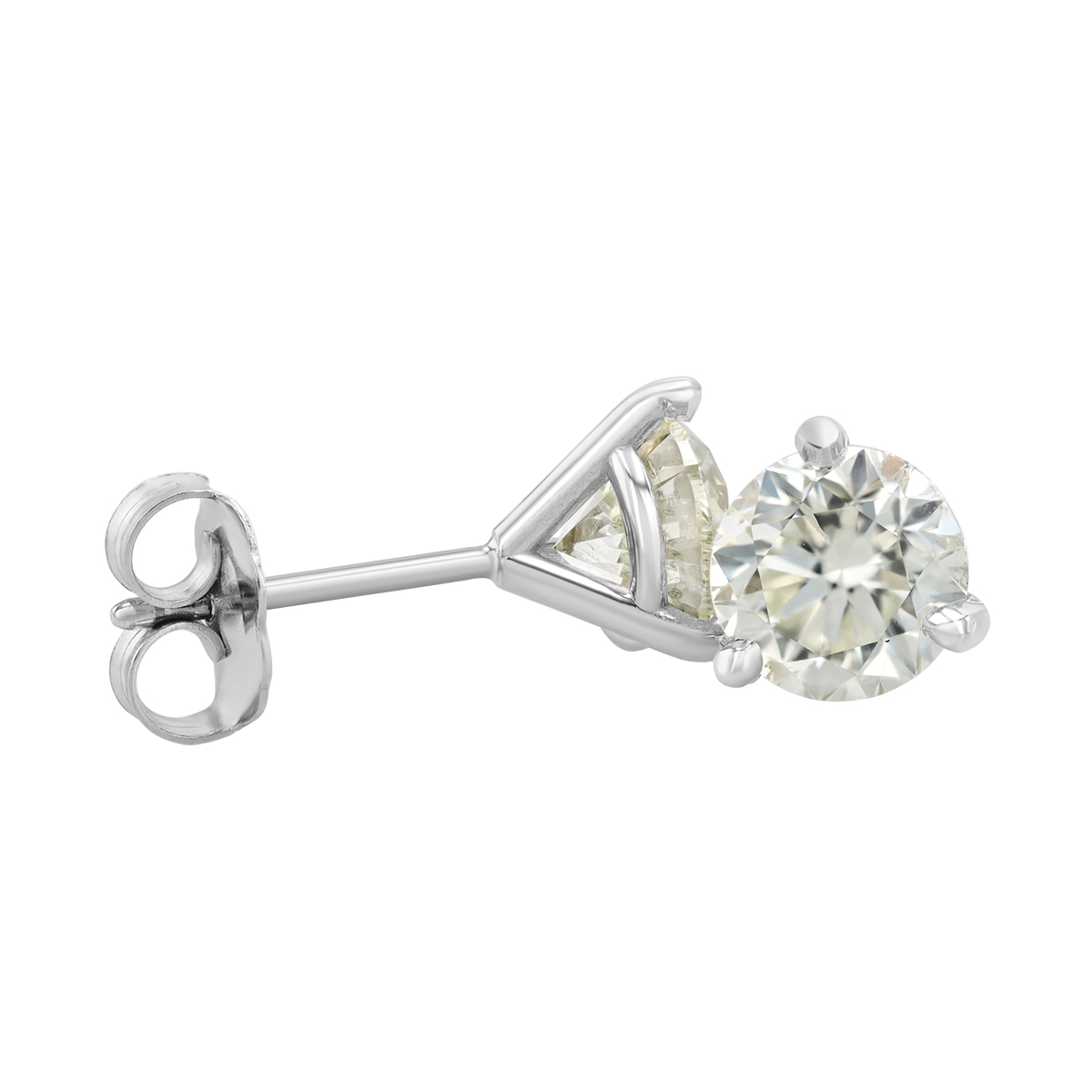 Round Diamond Stud Earrings in White Gold, R-LM/I1, 2.02 cttw