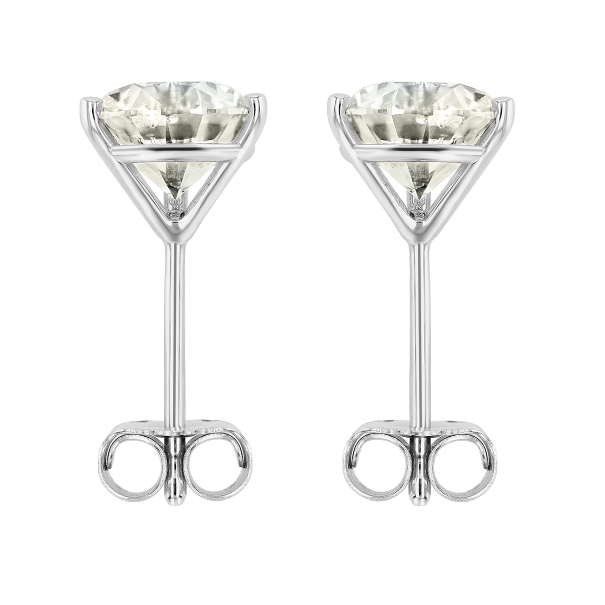 Round Diamond Stud Earrings in White Gold, R-LM/I1, 2.02 cttw