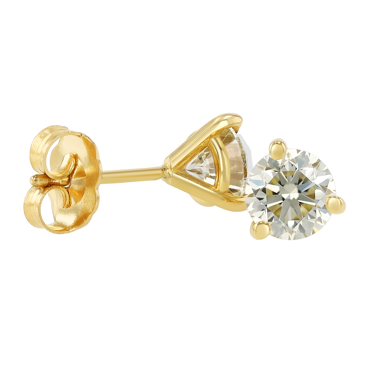 Round Diamond Stud Earrings in Yellow Gold, R-NO/VS2-SI1, 1.23 cttw