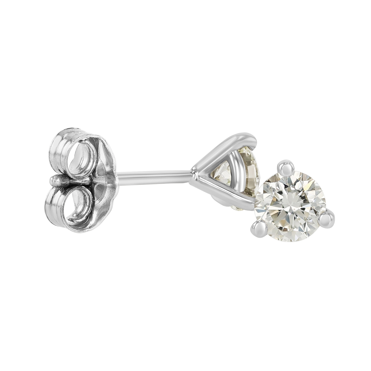 Round Diamond Stud Earrings in White Gold, R-KL/I1, 0.49 cttw