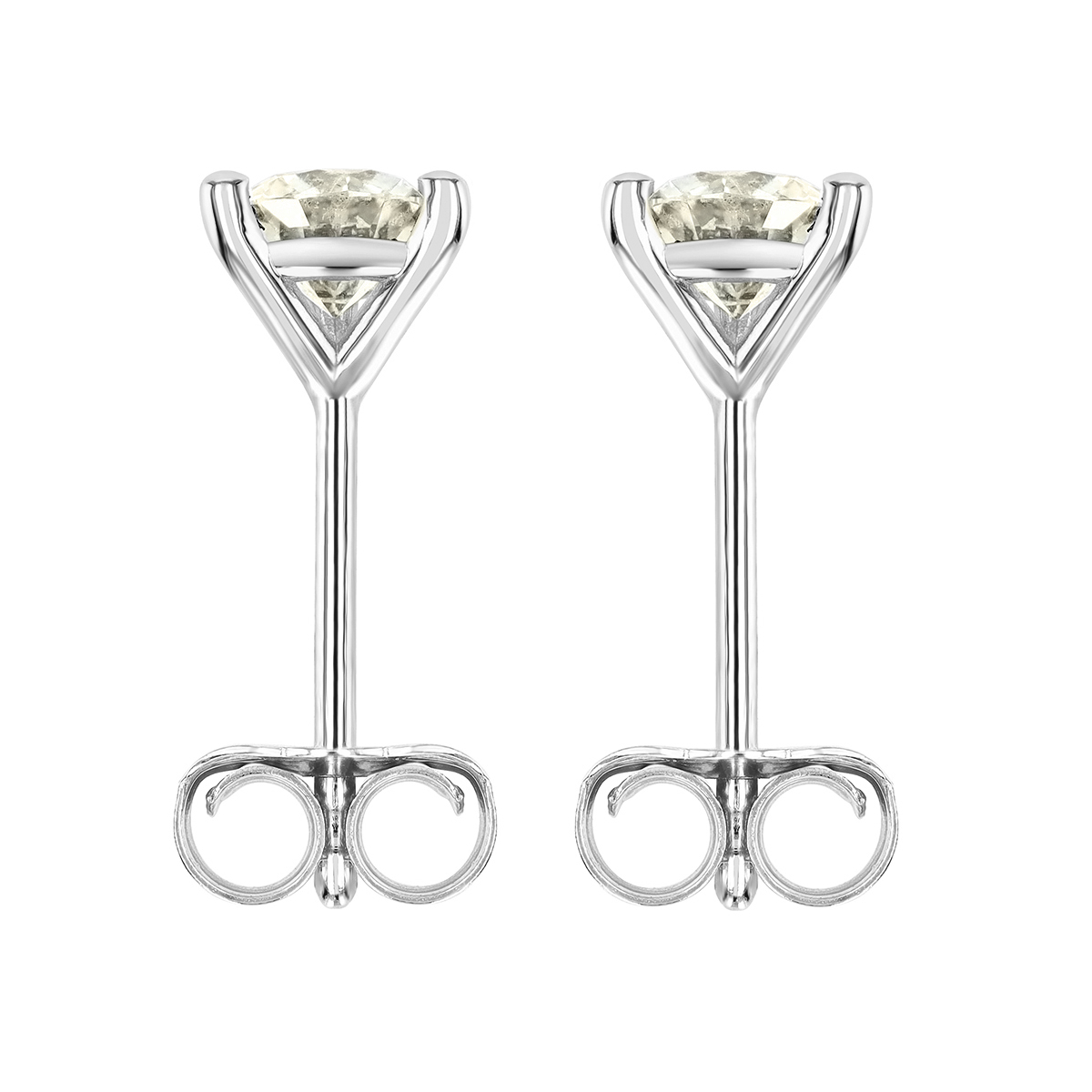 Round Diamond Stud Earrings in White Gold, R-KL/I1, 0.49 cttw