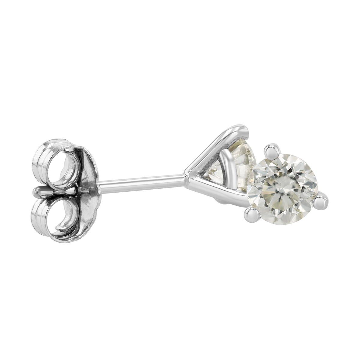Round Diamond Stud Earrings in White Gold, R-KL/I1, 0.59 cttw