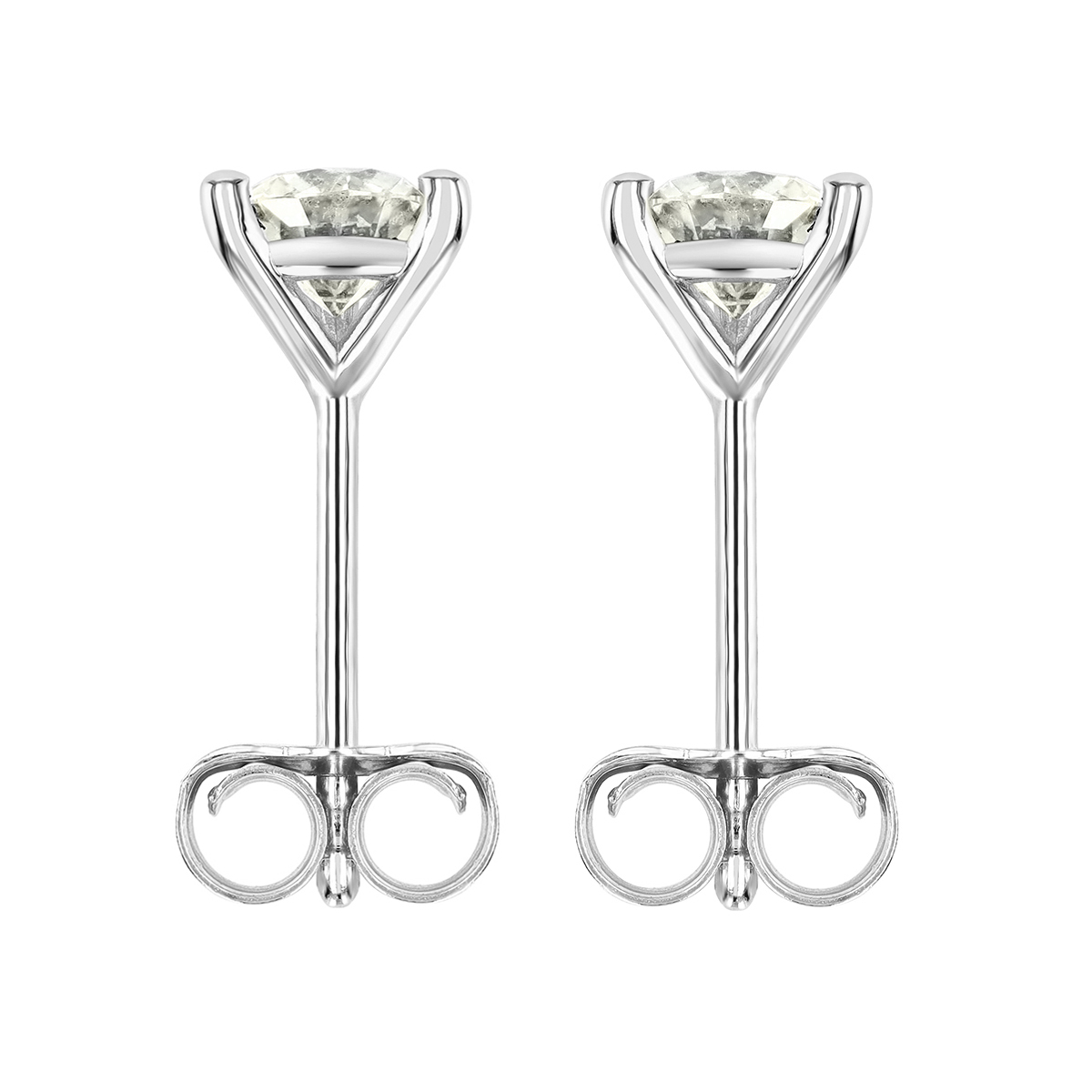 Round Diamond Stud Earrings in White Gold, R-KL/I1, 0.59 cttw