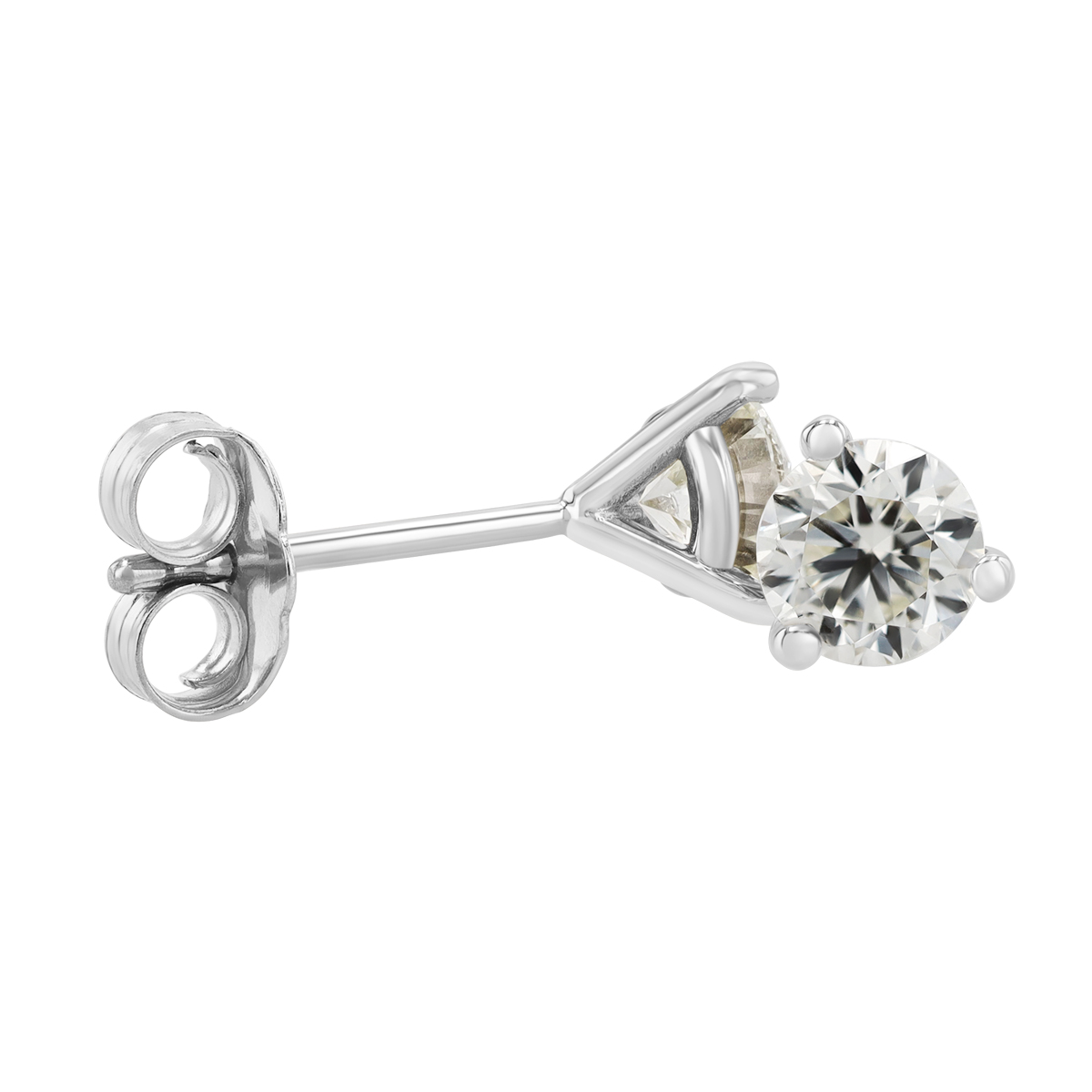 Round Diamond Stud Earrings in White Gold, R-KL/I1, 0.76 cttw