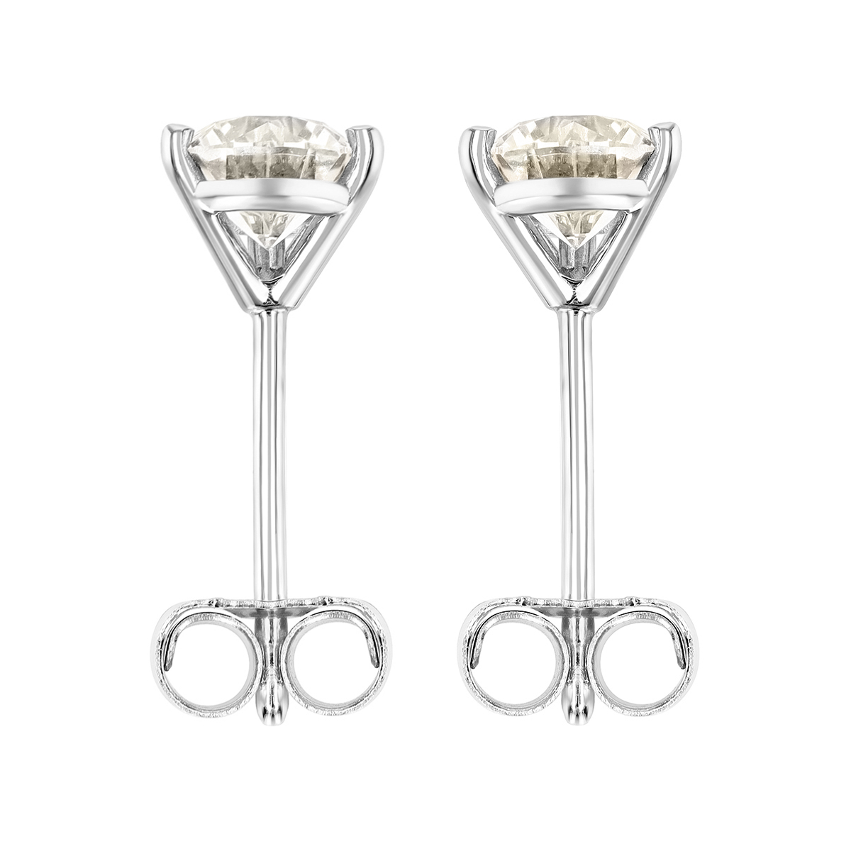 Round Diamond Stud Earrings in White Gold, R-KL/I1, 0.76 cttw