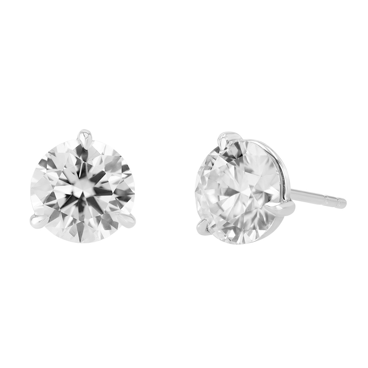 Kwiat Round Diamond Stud Earrings in Platinum, H/SI2, 4.01 cttw