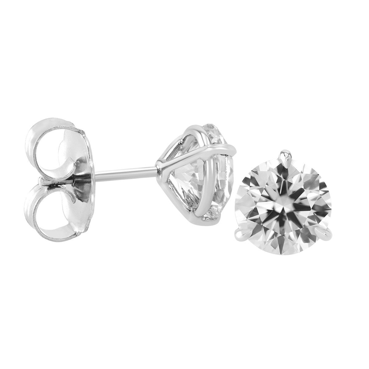 Kwiat Round Diamond Stud Earrings in Platinum, H/SI2, 4.01 cttw