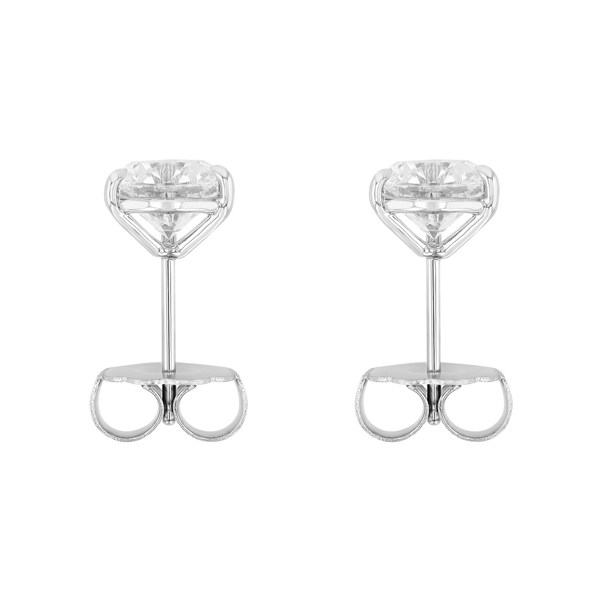 Kwiat Round Diamond Stud Earrings in Platinum, H/SI2, 4.01 cttw