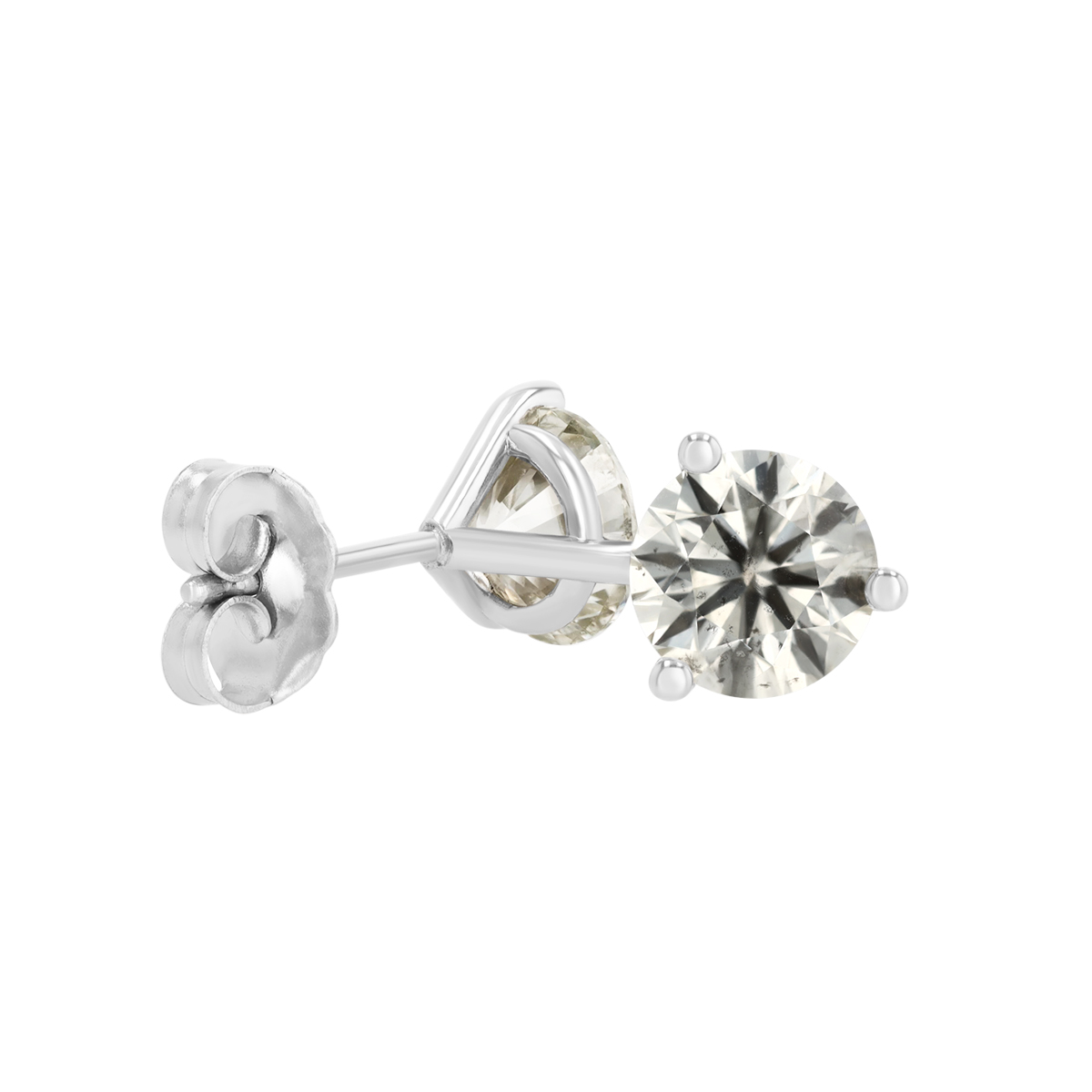 Round Diamond Stud Earrings in White Gold, OR/SI2-I1, 1.85 cttw
