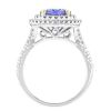 18K White Gold Round Tanzanite Ring with Diamond Double Halo & Shank