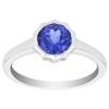 Round Tanzanite Ring with Pointed Bezel in White Gold