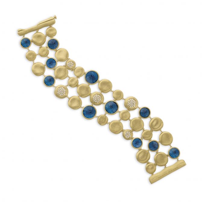 Marco Bicego Jaipur 3 Strand Yellow Gold & Blue Topaz Bracelet