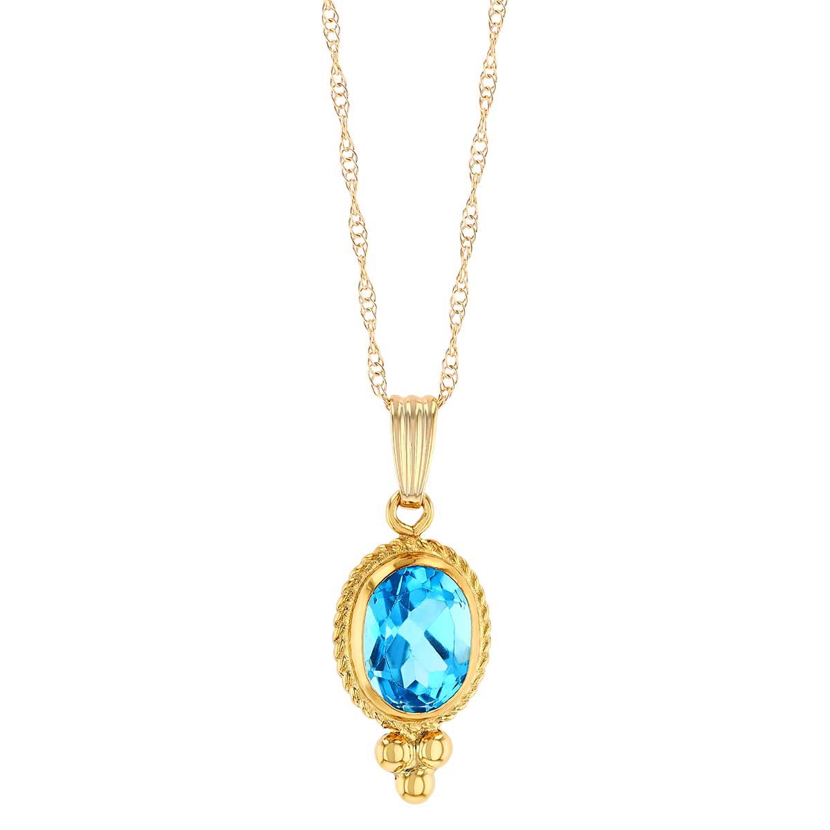 Bezel Set Oval Topaz Pendant in Yellow Gold