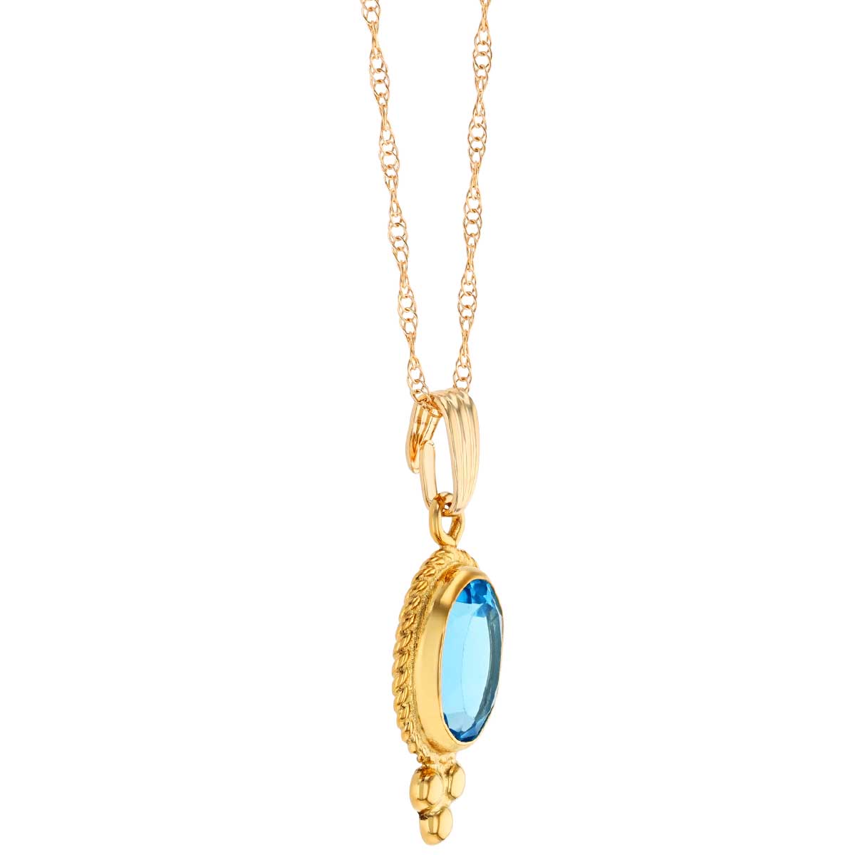 Bezel Set Oval Topaz Pendant in Yellow Gold
