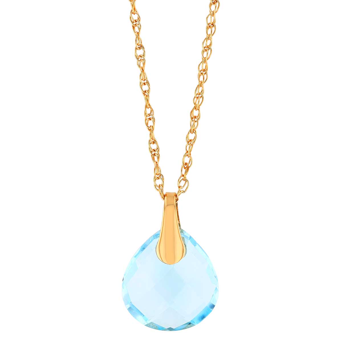 Topaz Briolette Pendant in Yellow Gold, 18