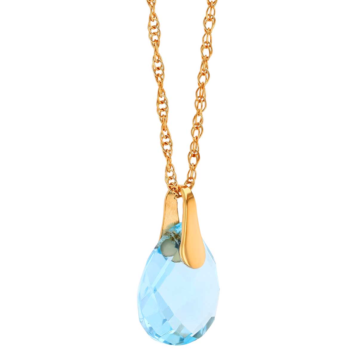 Topaz Briolette Pendant in Yellow Gold, 18