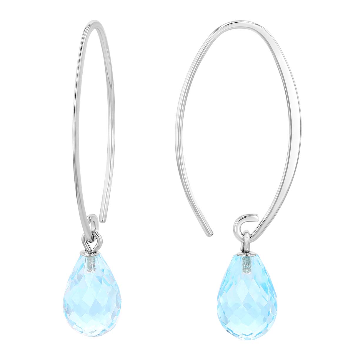 Topaz Briolette Dangle Earrings in White Gold