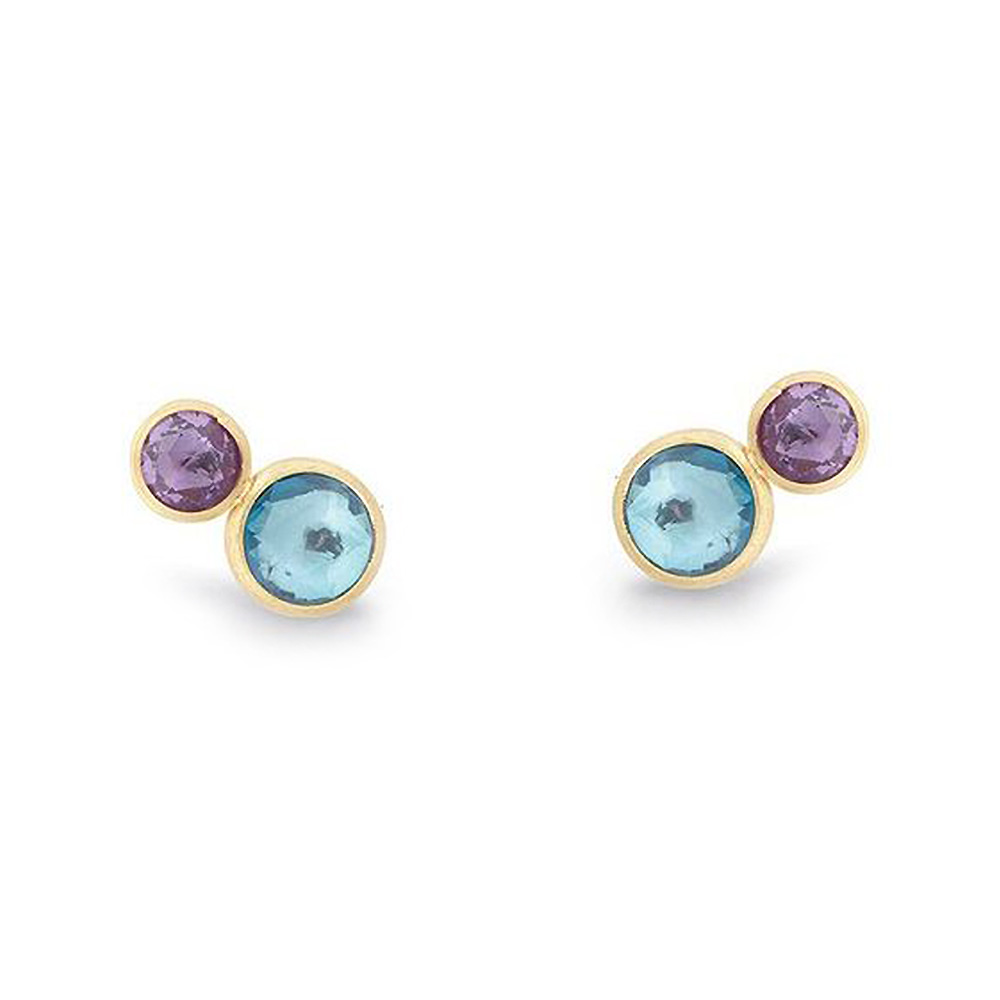 Marco Bicego Jaipur Two Stone Stud with Topaz & Amethyst in Yellow Gold