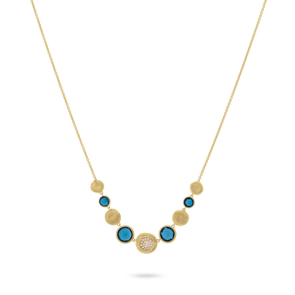 Marco Bicego Jaipur Blue Topaz & Diamond Necklace in Yellow Gold