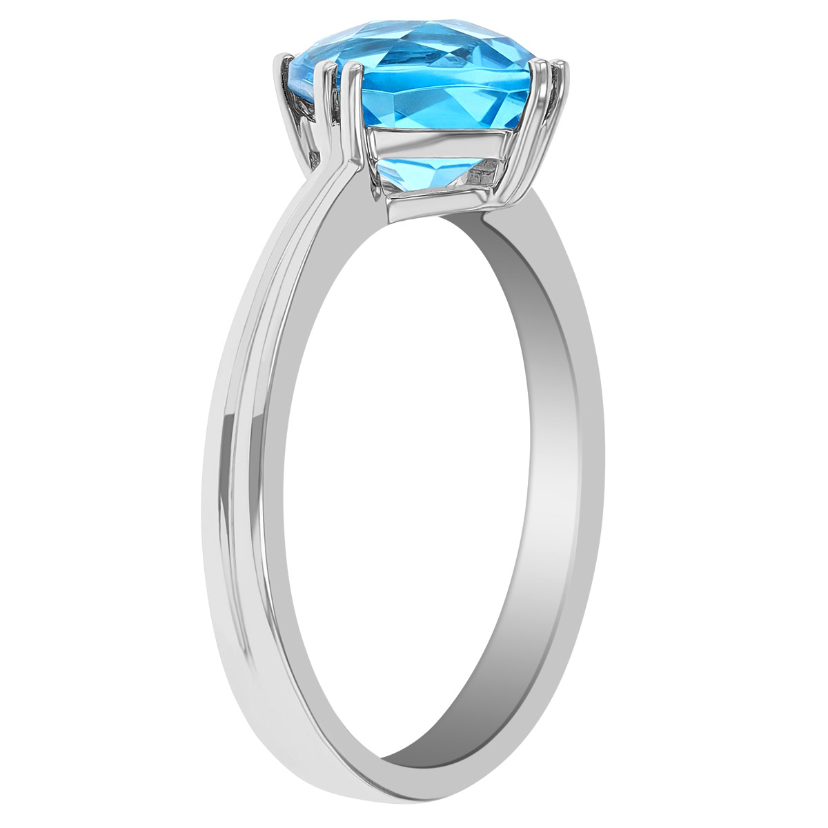 Checkerboard Cushion Blue Topaz Ring in White Gold