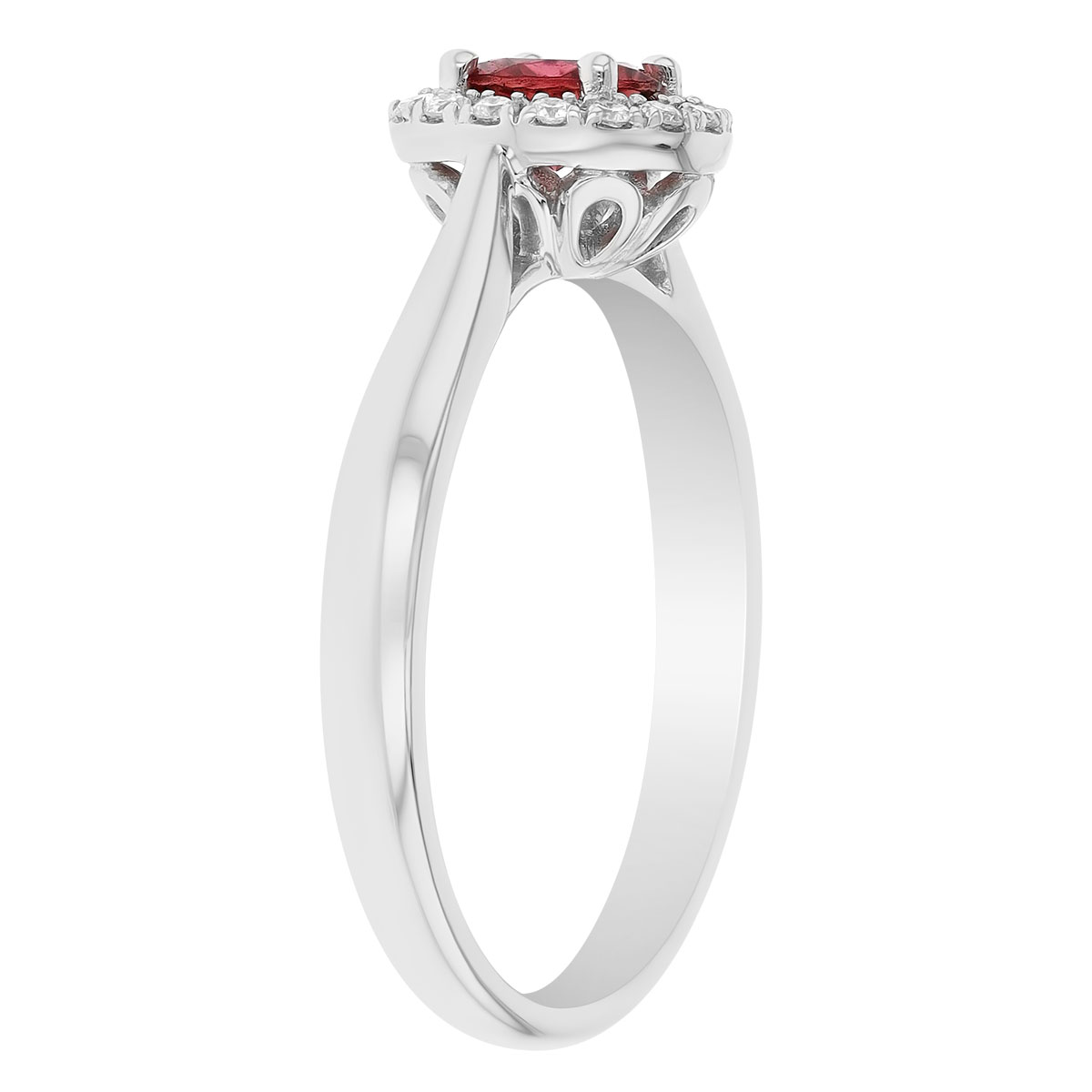 Round Pink Tourmaline & Diamond Halo Ring  White Gold