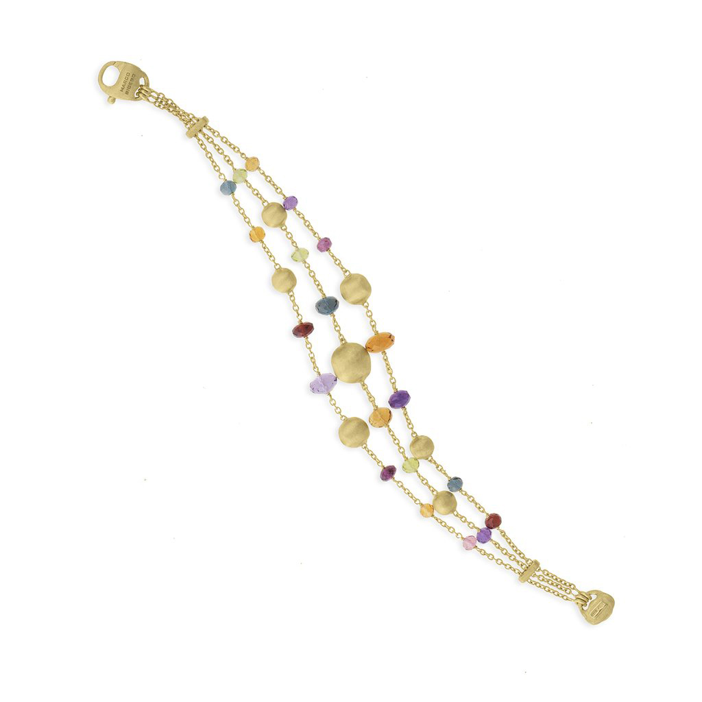 Marco Bicego Africa Gemstone Three Strand Bracelet in Yellow Gold