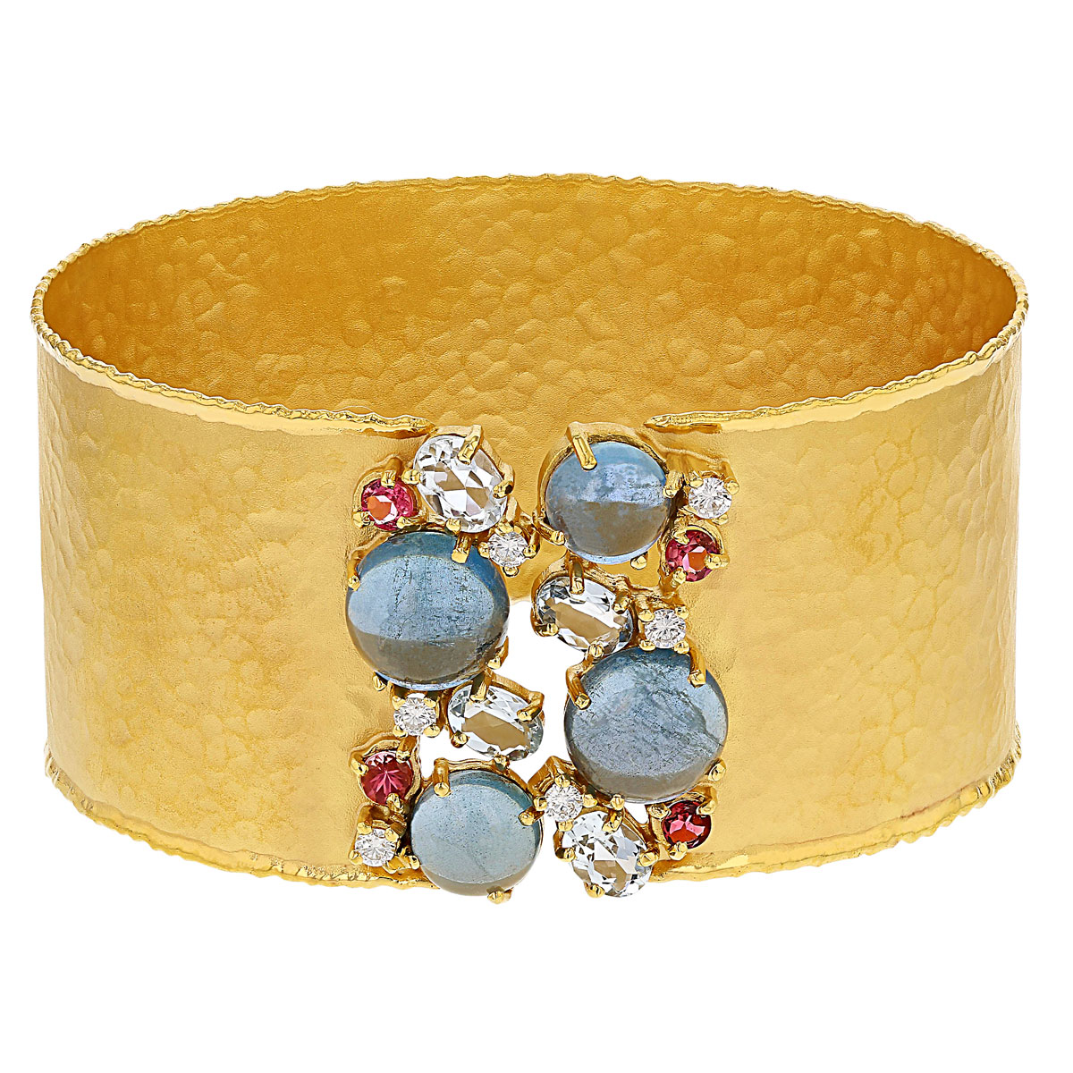 Marika Multi Stone & Diamond Open Cuff Bracelet in Yellow Gold 7240Y
