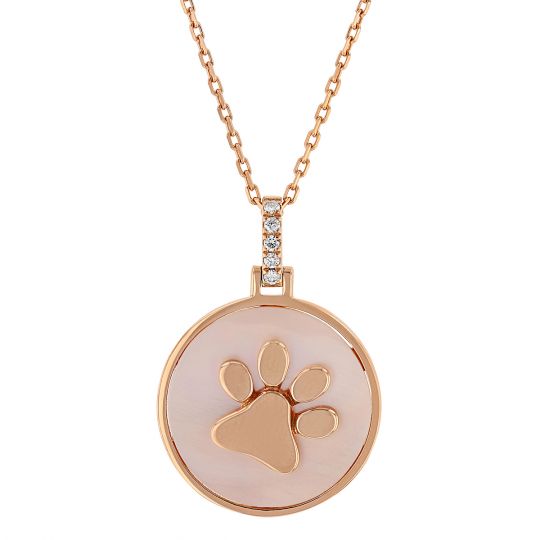 rose gold paw print necklace