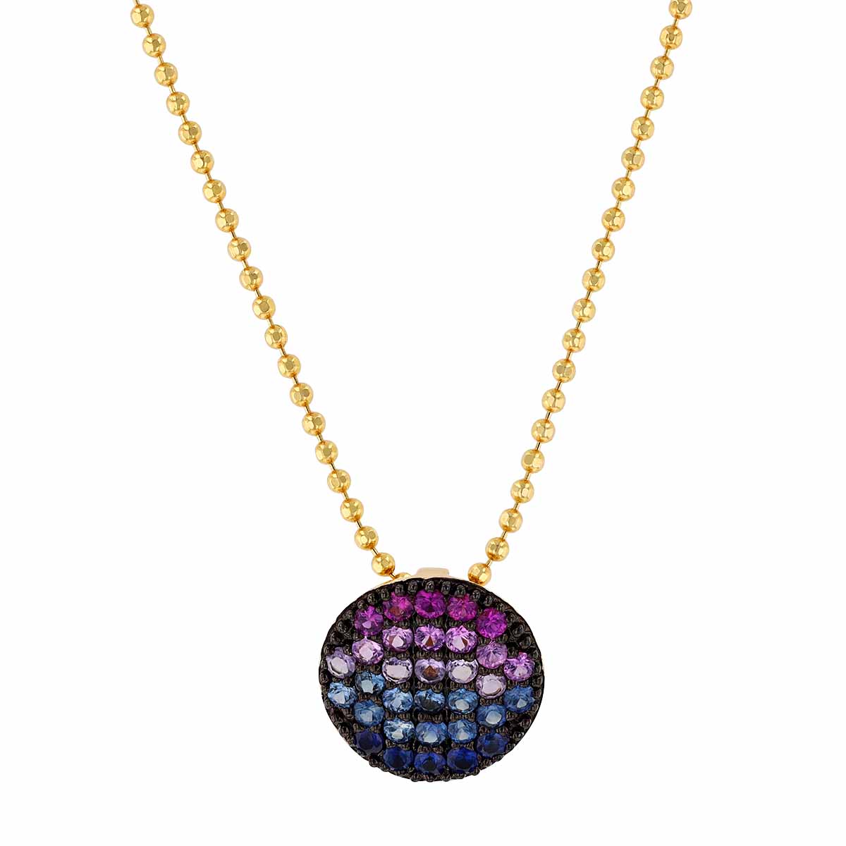 Phillips House Dusk Mini Infinity Amethyst & Sapphire Disc Necklace in Yellow Gold, 18