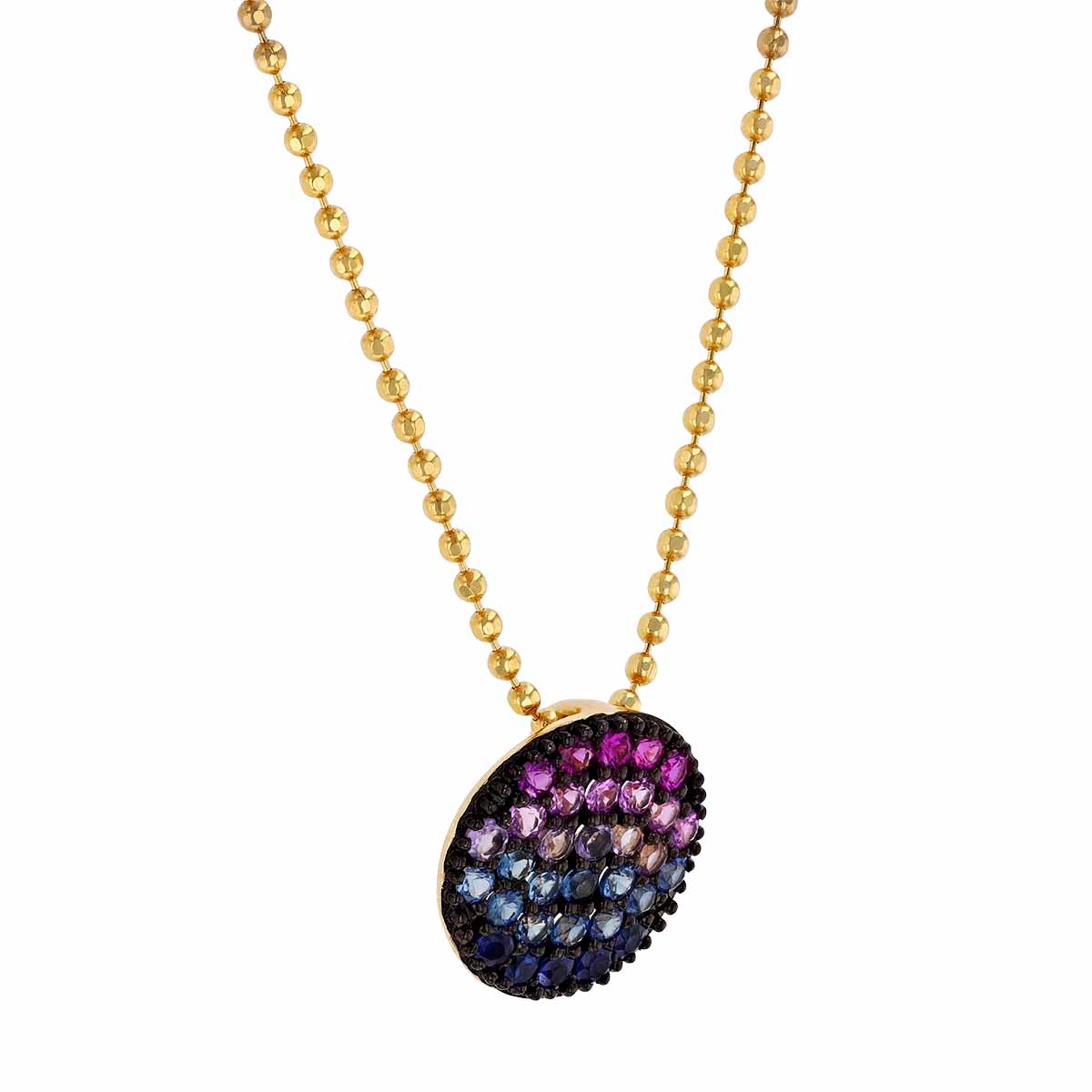 Phillips House Dusk Mini Infinity Amethyst & Sapphire Disc Necklace in Yellow Gold, 18