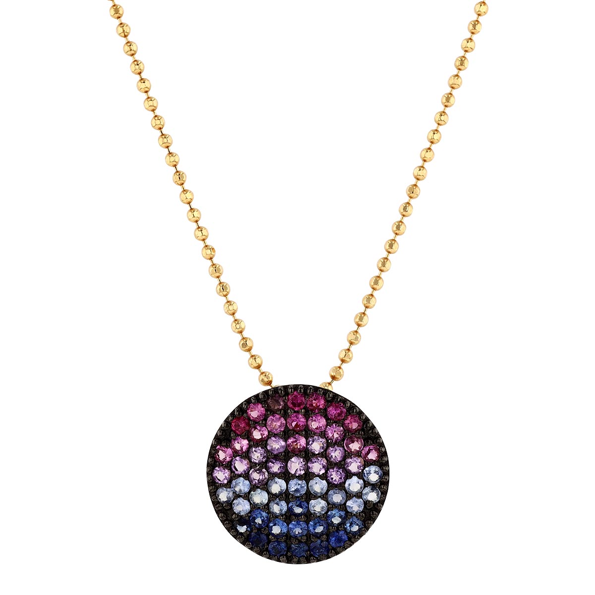 Phillips House Dusk Medium Infinity Amethyst & Sapphire Disc Necklace in Yellow Gold, 18