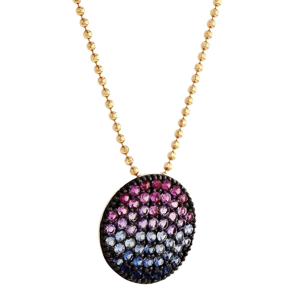 Phillips House Dusk Medium Infinity Amethyst & Sapphire Disc Necklace in Yellow Gold, 18