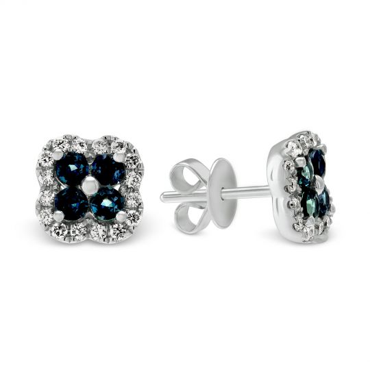 14k White Gold Alexandrite Diamond Flower Earrings 14k White Gold Alexandrite Diamond Flower Earrings
