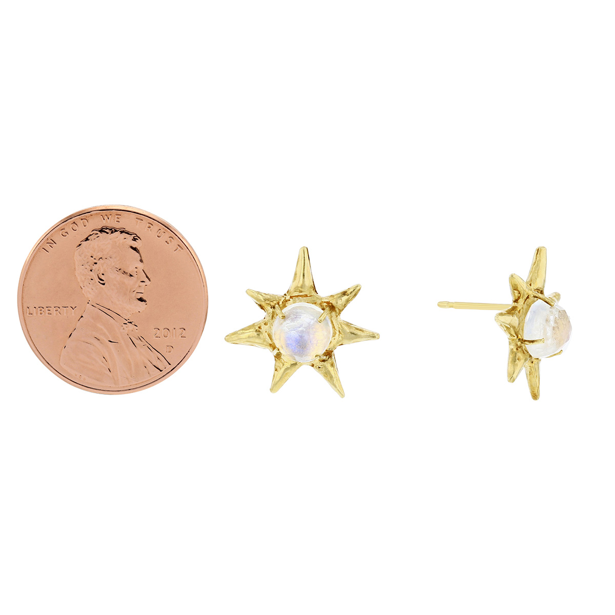 Robin Haley 14K Yellow Gold Moonstone Star Stud Earrings