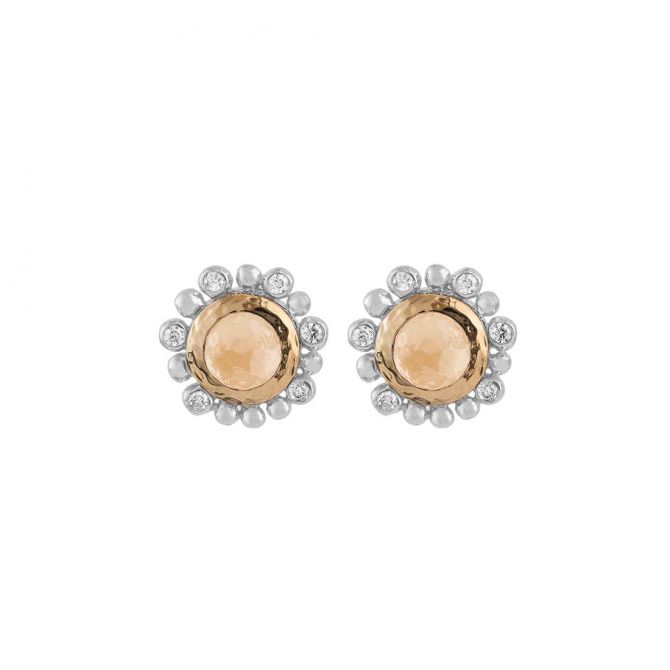 Michael Aram 18K Yellow Gold & Sterling Silver Crystal Quartz Doublet & Diamond Molten Stud Earrings
