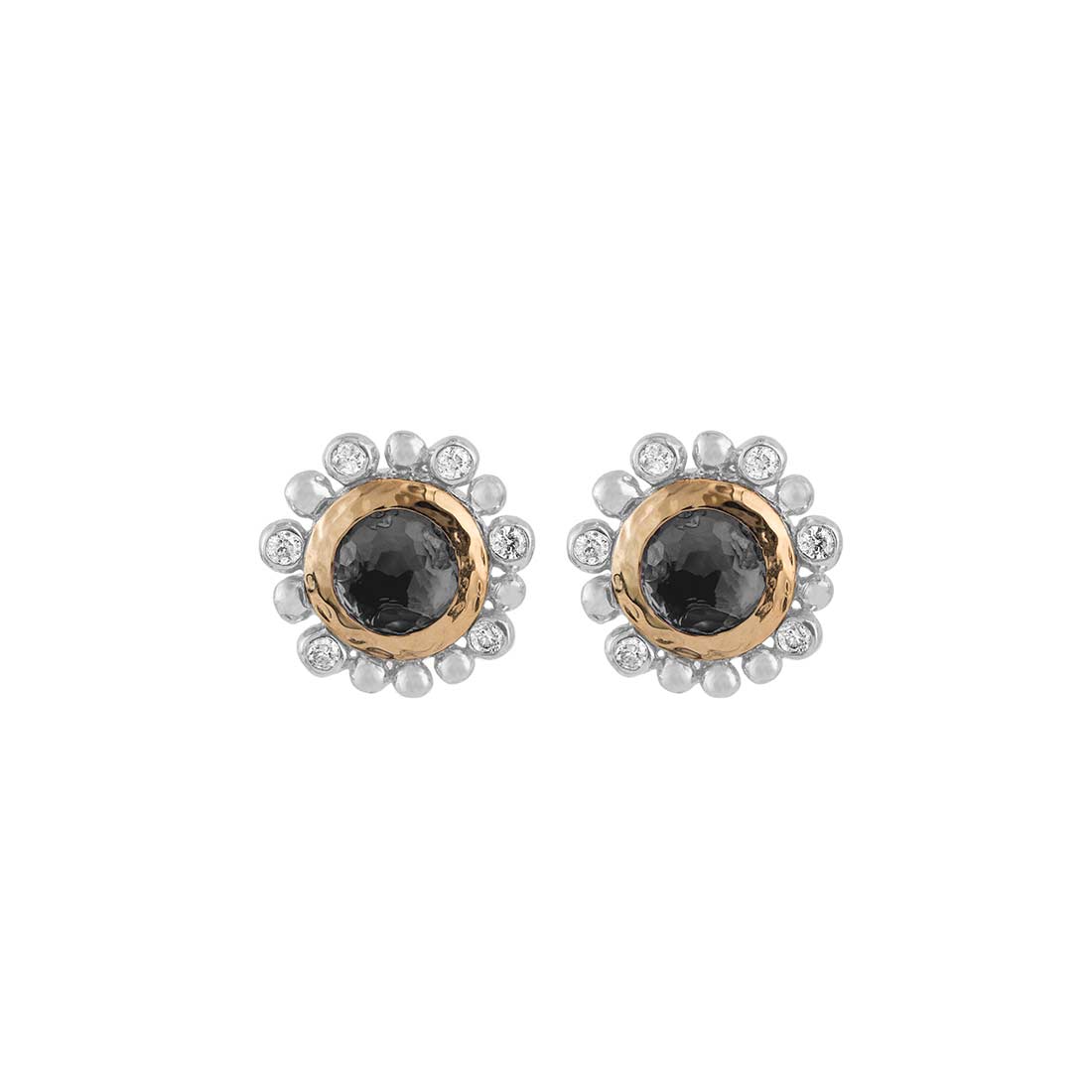 Michael Aram 18K Yellow Gold & Sterling Silver Hematite & Diamond Molten Stud Earrings