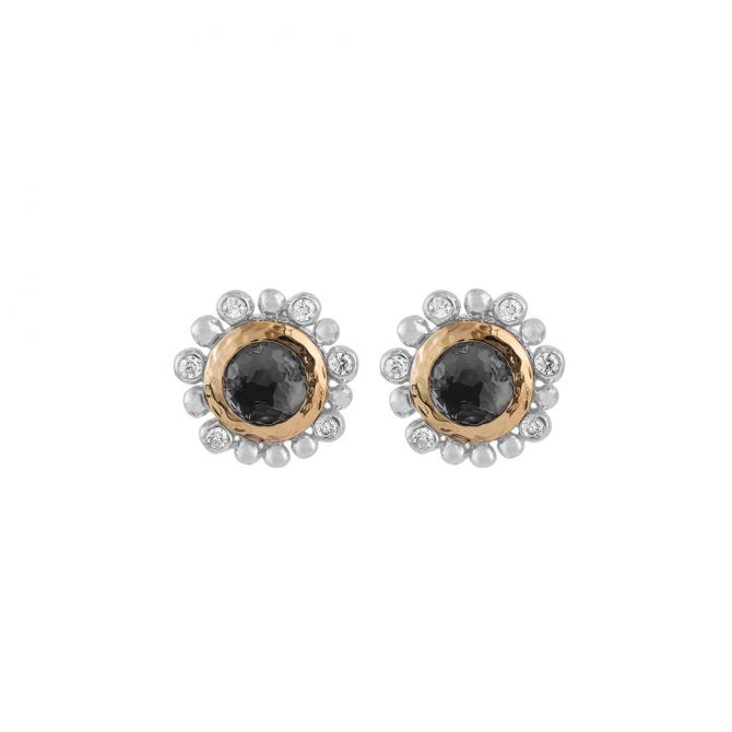 Michael Aram 18K Yellow Gold & Sterling Silver Hematite & Diamond Molten Stud Earrings