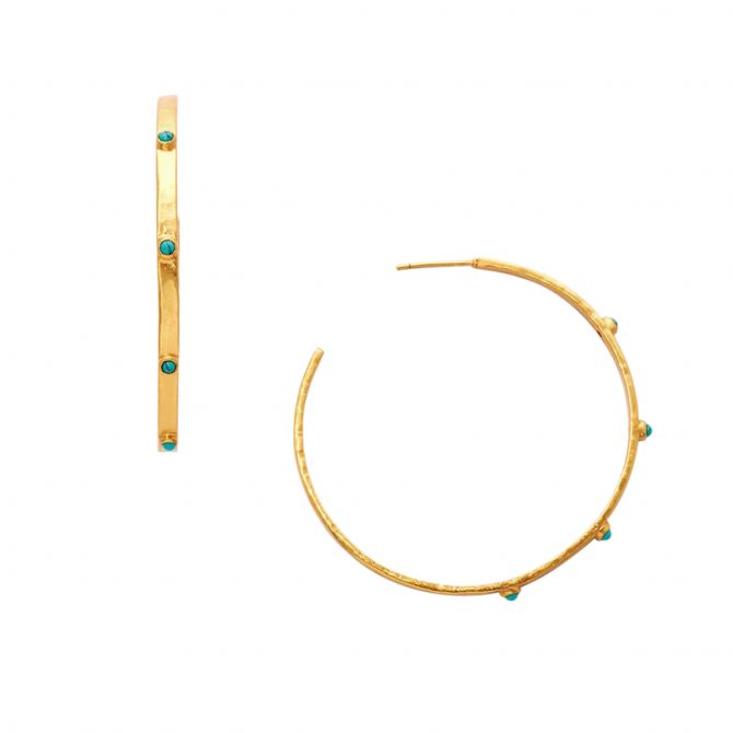 Julie Vos Crescent Hoop Turquoise Bead Hoop Earrings