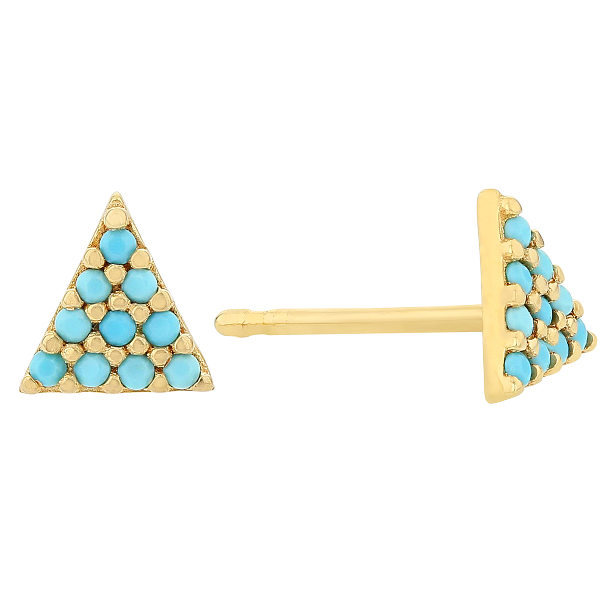 Turquoise Pavé Triangle Stud Earrings in Yellow Gold Borsheims