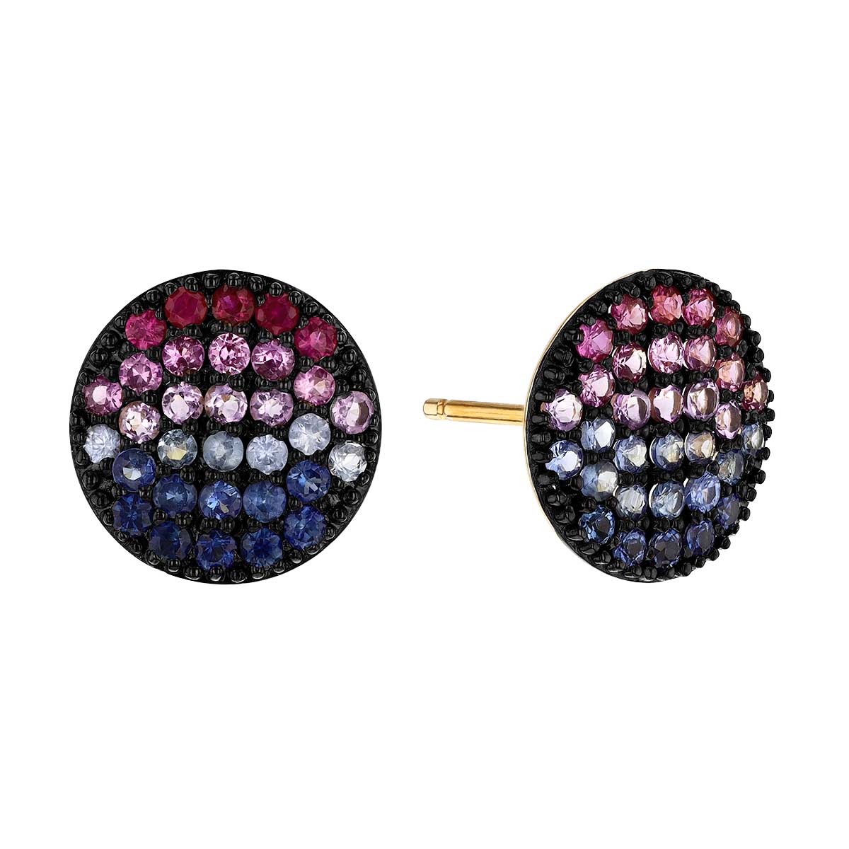 Phillips House Dusk Mini Infinity Amethyst & Sapphire Disc Earrings in Yellow Gold
