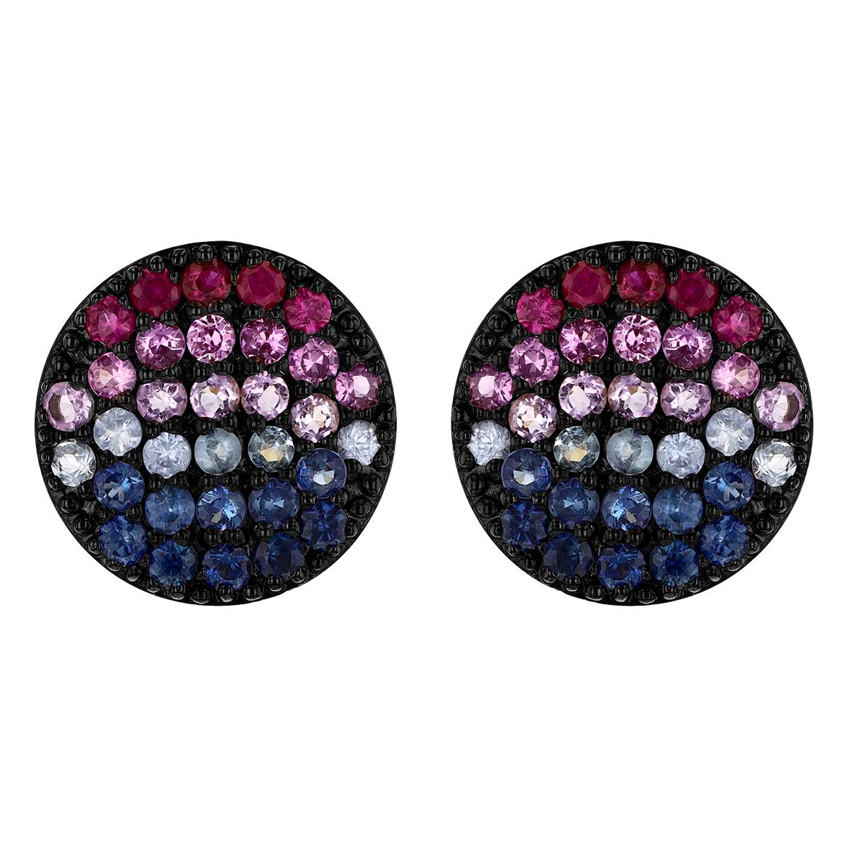 Phillips House Dusk Mini Infinity Amethyst & Sapphire Disc Earrings in Yellow Gold