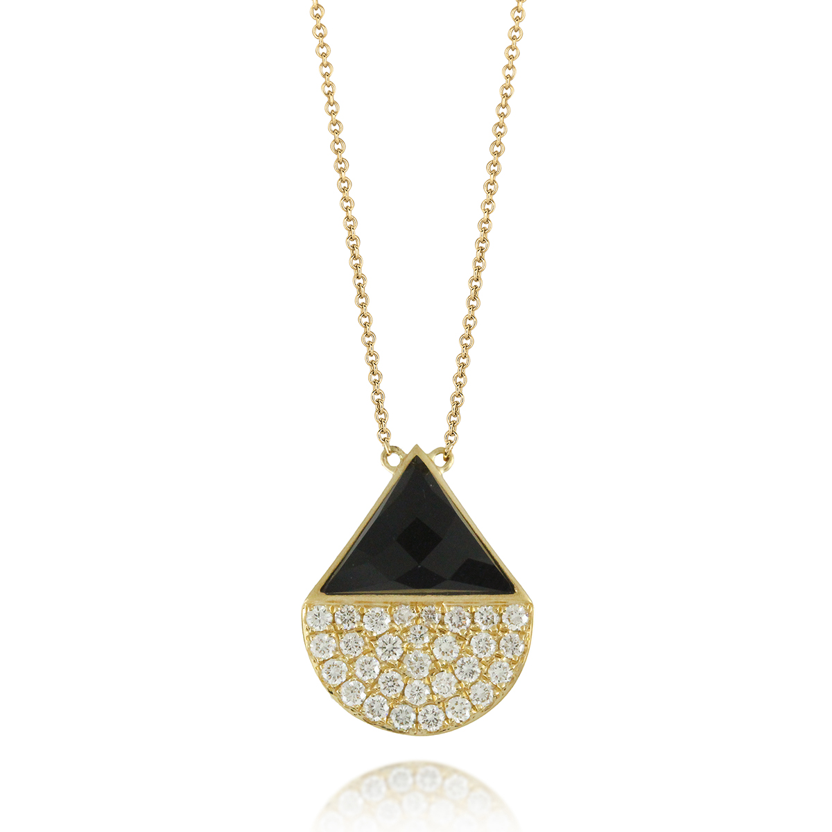 Doves 18K Yellow Gold Geometric Black Onyx & Diamond Pavé Necklace, 18 ...